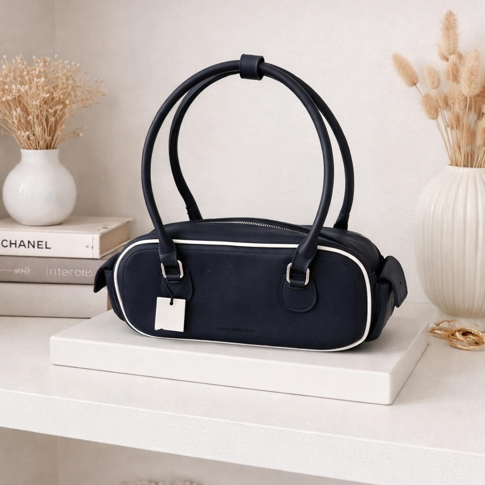 Retro Sport Club Mini Bowling Bag – Navy & White Trim